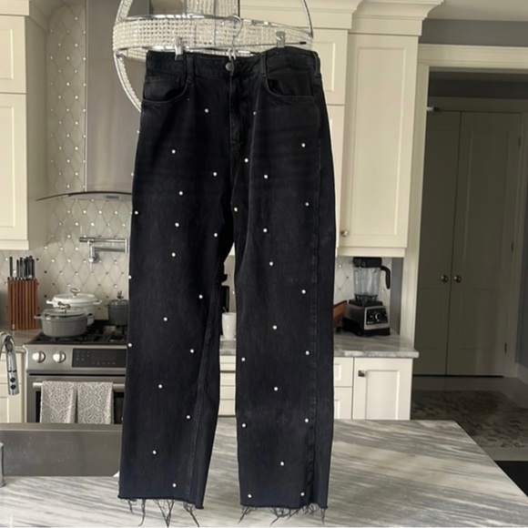 Zara jeans size 10 black with rhinestones - Picture 1 of 2